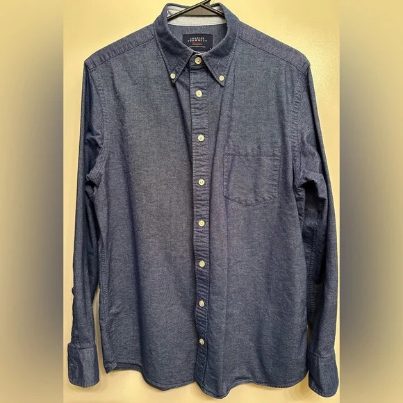 Men’s Charles Tyrwhitt Weekend Blue Slim Fit Button-Down Collar Shirt - Picture 1 of 3